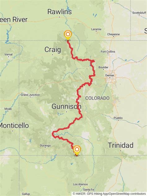 Map of Continental Divide Trail